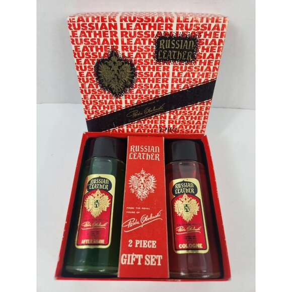 Vintage Russian Leather Prince Obolenski Cologne and After Shave Gift Set NOS - Picture 1 of 6
